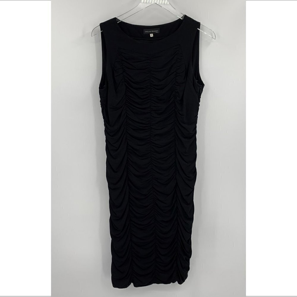 Evelin Brandt black sheath sleeveless shift dress drape knit stretch Berlin 10